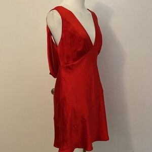 Meshki Nadia Satin Mini Dress With Cowl Back in Red Size Large NWT